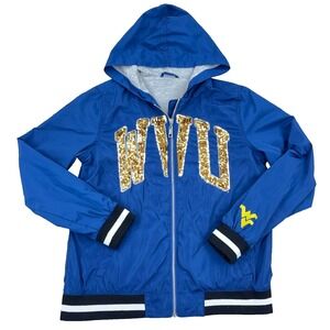 West Virginia Mountaineers Jacket Girls 14/16 WVU Sequin Full Zip Windbreaker